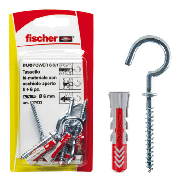 Tasselli DUOPOWER 6 C/3 K in blister con occhiolo chiuso (6 Pz.)